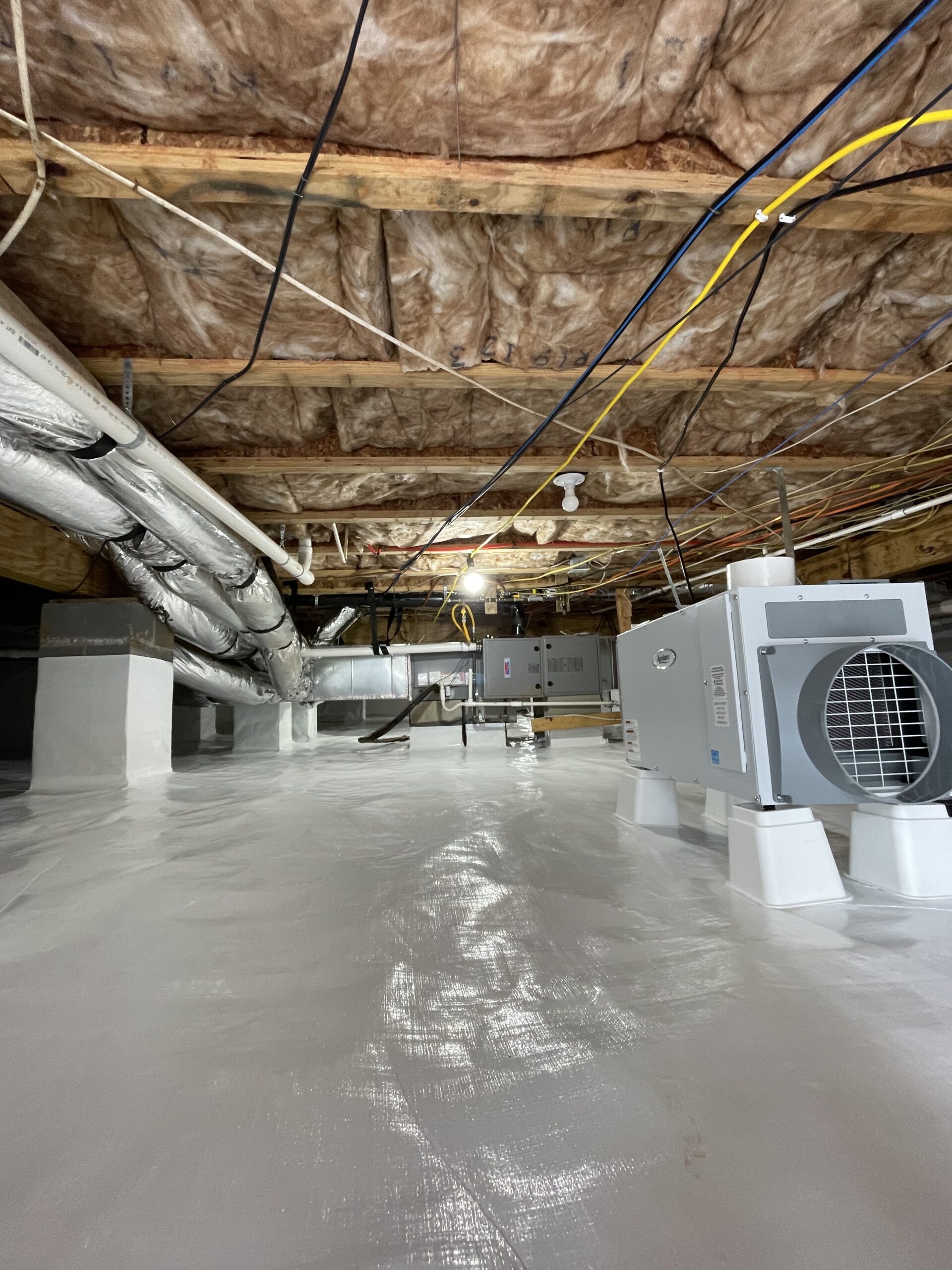 Foundation repair specialist measuring settlement and reviewing structural movement with professional tools